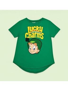 Lucky Charms Graphic Tee Green L (11/13) Youth 100% Cotton - Preowned - Read